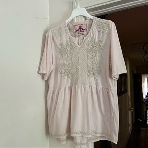 Johnny Was | Embroidered Knit Top in Pale Pink